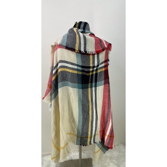 Charming Charlie Colorblock Plaid Fringed Scarf - Picture 3 of 7